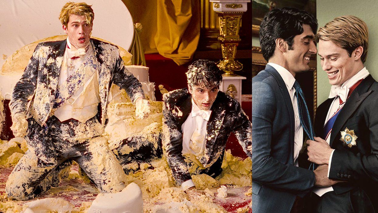 Red White Royal Blue stars Nicholas Galitzine Taylor Zakhar Perez cake scene hallway flirting