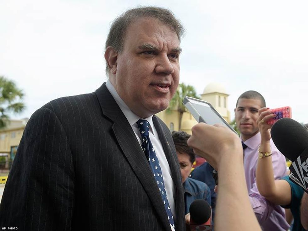 Rep. Alan Grayson, D-Fla., left, answers questions from reporters after being briefed by law enforcement officials.