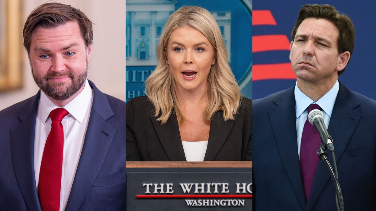 Republicans JD Vance and Karoline Leavitt and Ron DeSantis