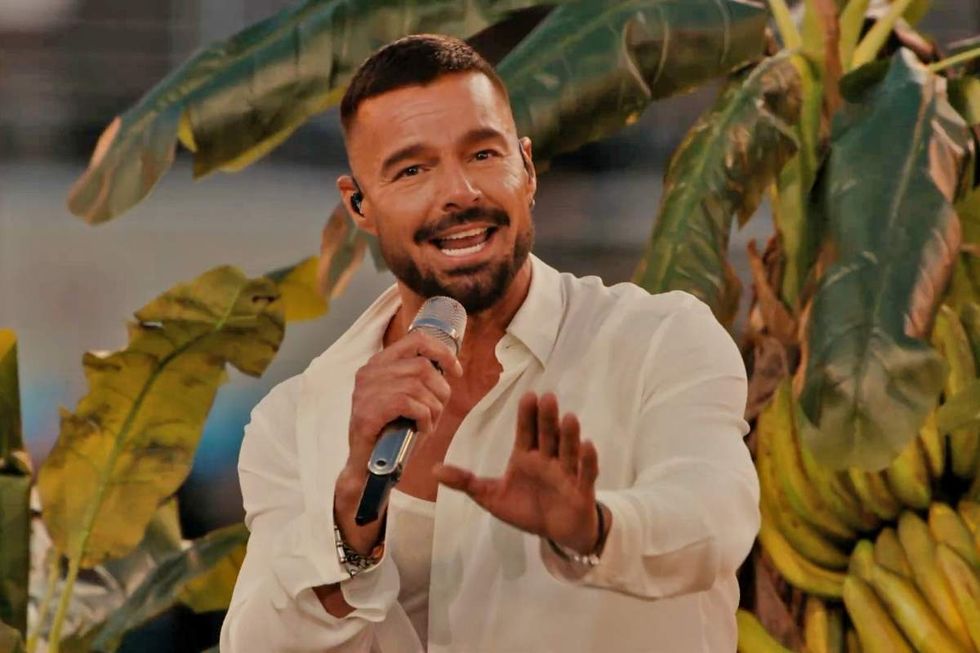 Ricky Martin performing on the 2026 Super Bowl Halftime Show.