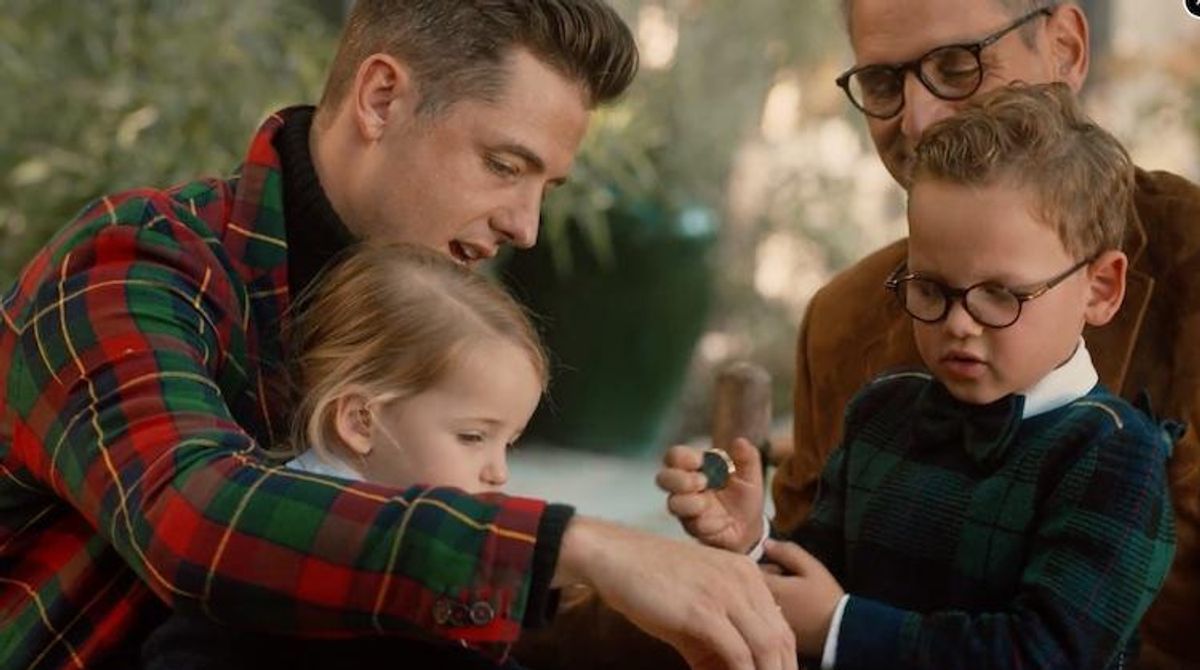 Robbie Rogers and Greg Berlanti in Ralph Lauren holiday 2021 ad.