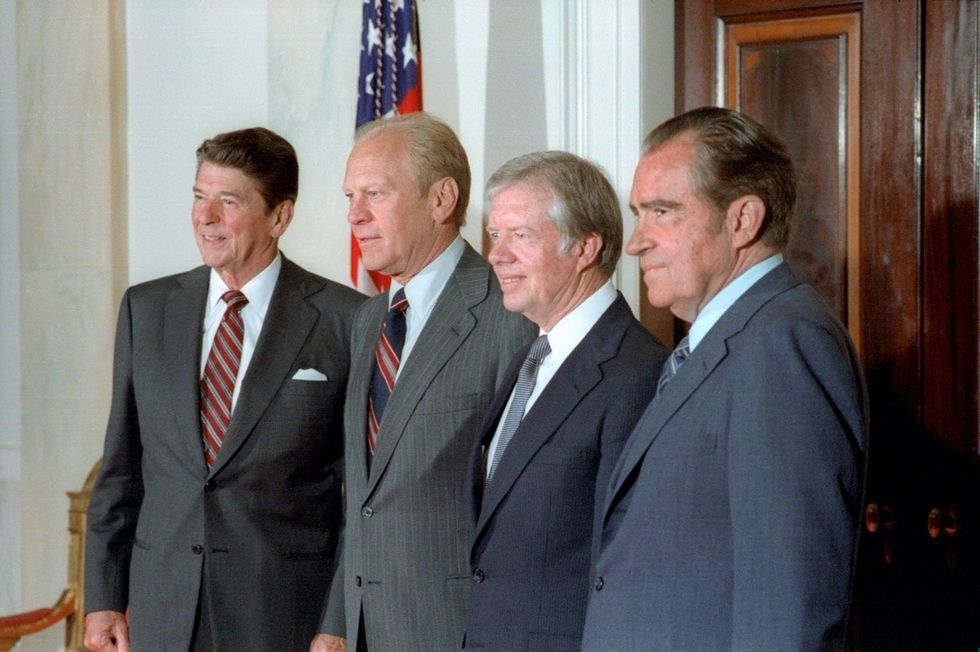 Ronald Reagan, Gerald Ford, Jimmy Carter, and Richard Nixon