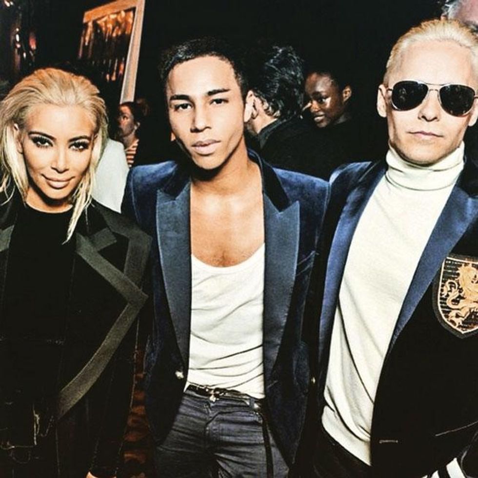 Rousteing with Kim K & Jared Leto