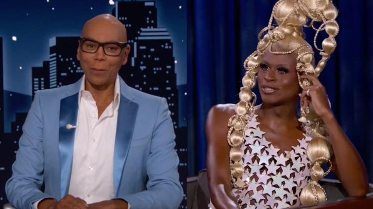 RuPaul and Symone on Jimmy Kimmel Live. 