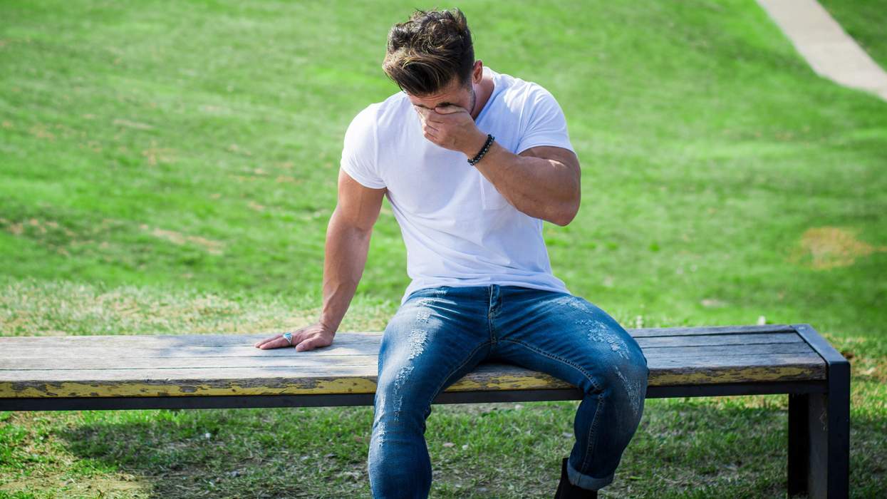 Sad man on a bench