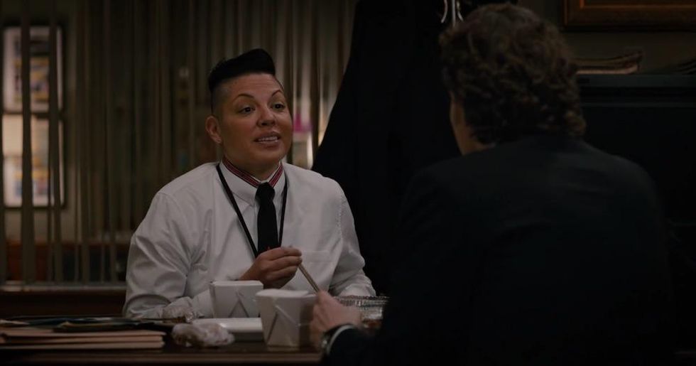 Sara Ramirez as Kat Sandoval in Madam Secretary coming out scene