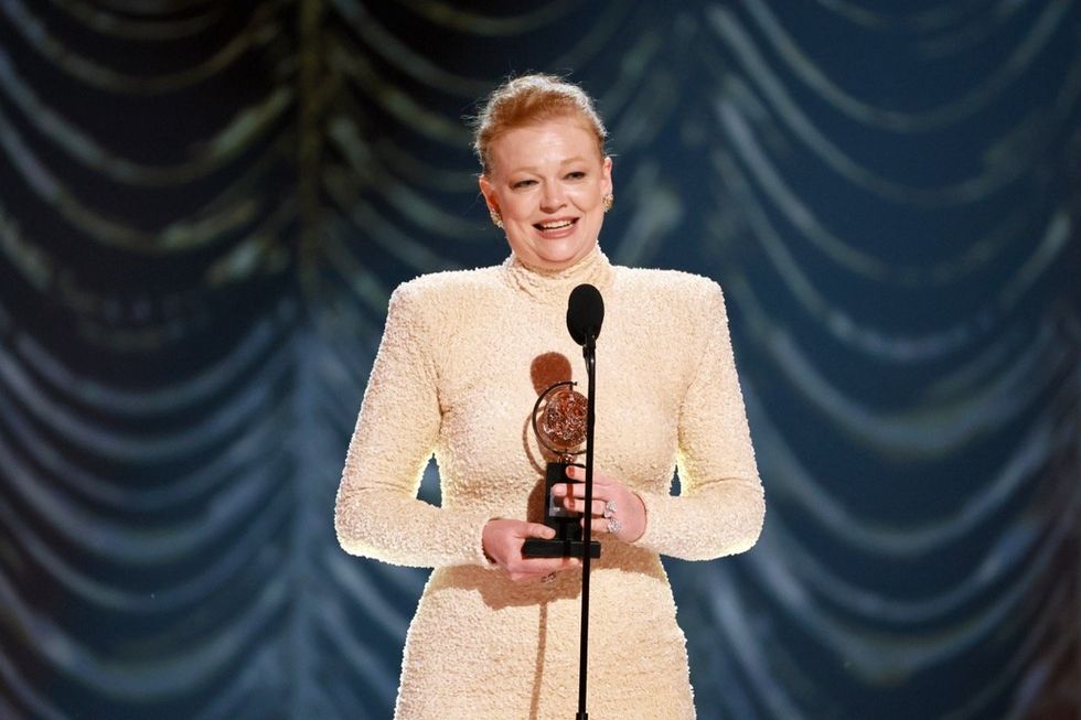 Sarah Snook wins the Best Performance by an Actress in a Leading Role in a Play award for The Picture of Dorian Gray at the 78th Tony Awards