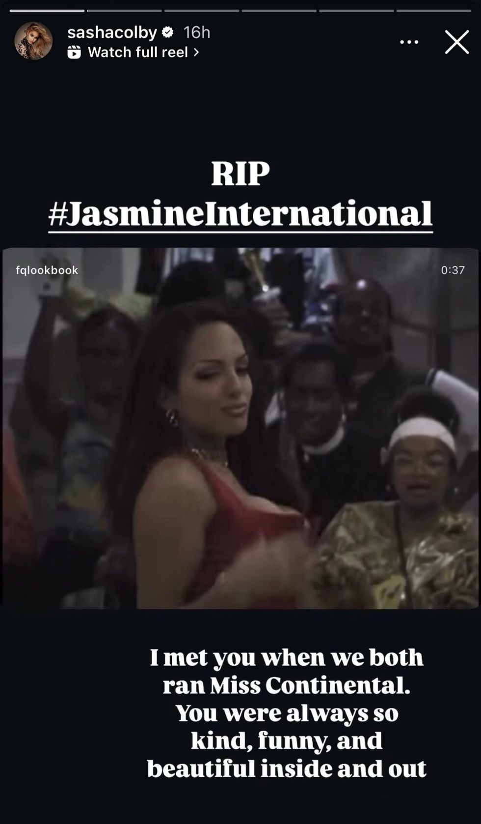 Sasha Colby via Instagram story