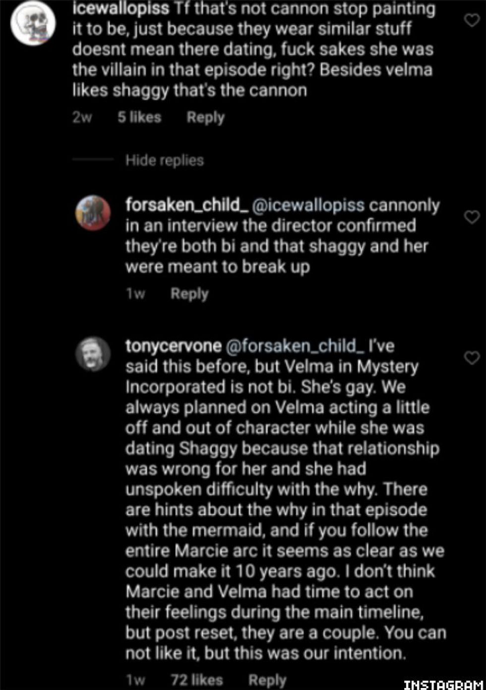 Scooby Doo: Mystery Incorporated producer Tony Cervone reveals that yes Velma is a lesbian.