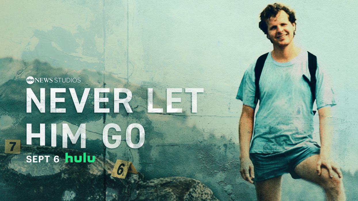Scott Johnson next to the logo for 'Never Let Him Go'