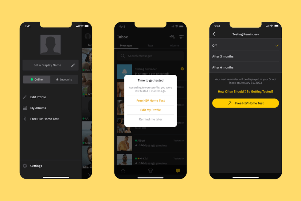 Screens showing where to order HIV self-test kits