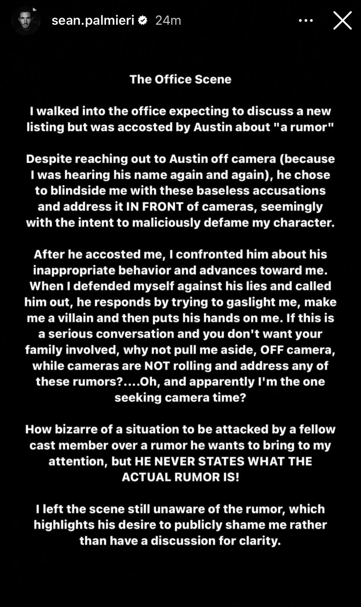 Sean Palmieri via Instagram story