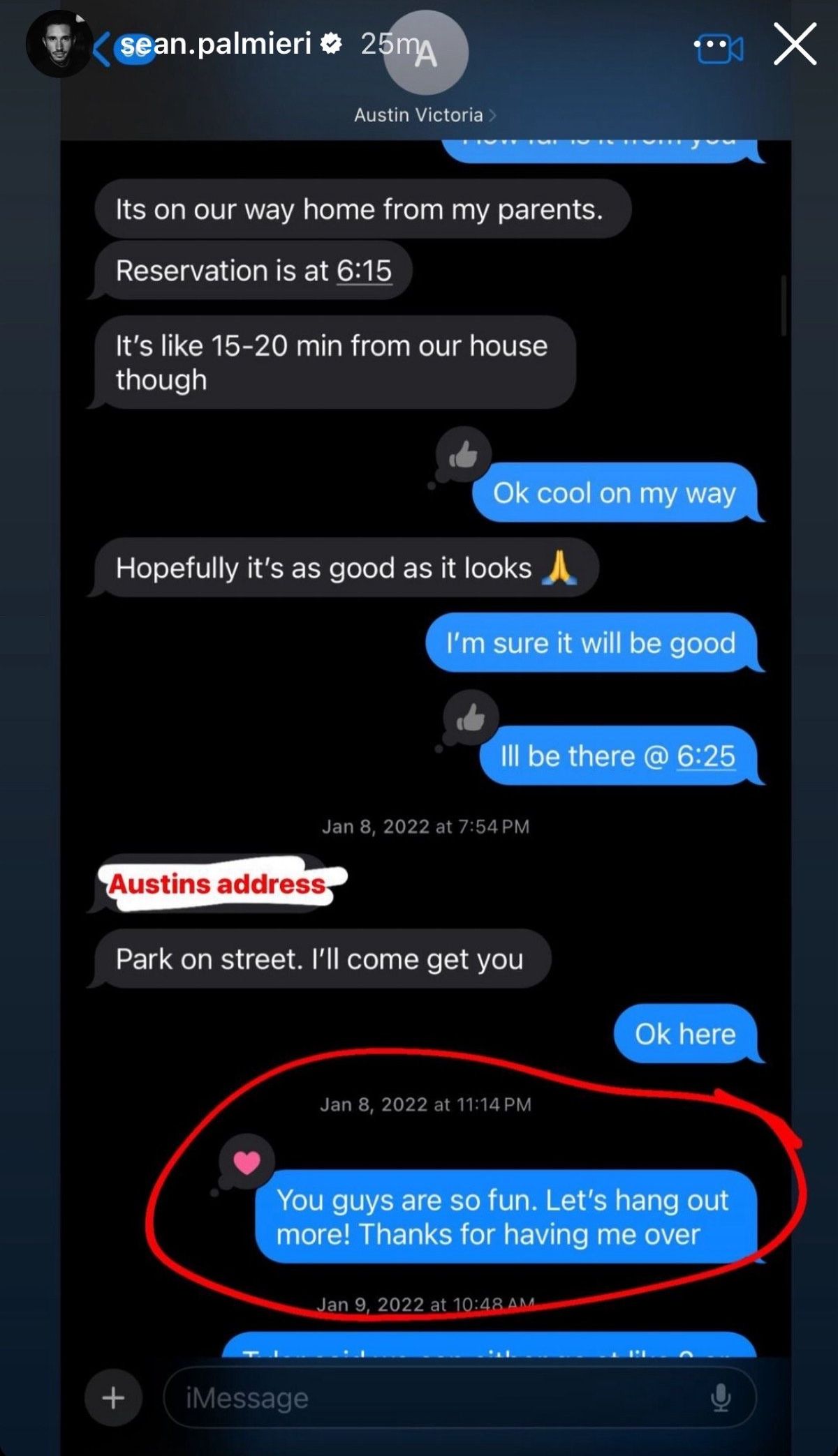 Sean Palmieri via Instagram story