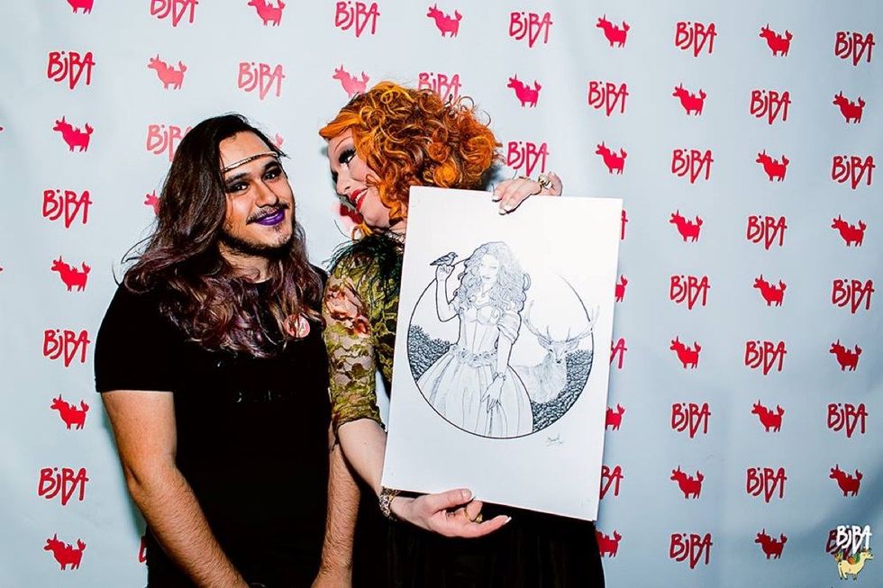 Seripha Sigma (out of drag) and Jinkx Monsoon at the Meet & Greet of 'Festa Biba' on November 7, 2015.