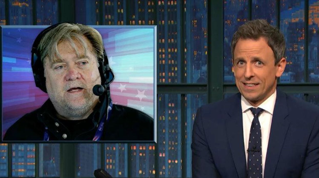 Seth Meyers, Donald Trump, Stephen Bannon
