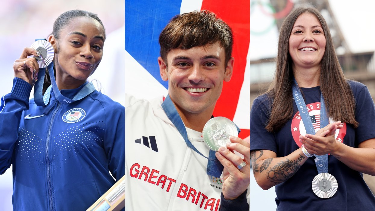 Sha'Carri Richadson, Tom Daley, and Perris Benegas showing of their medals at the 2024 Olympic games in Paris, France,