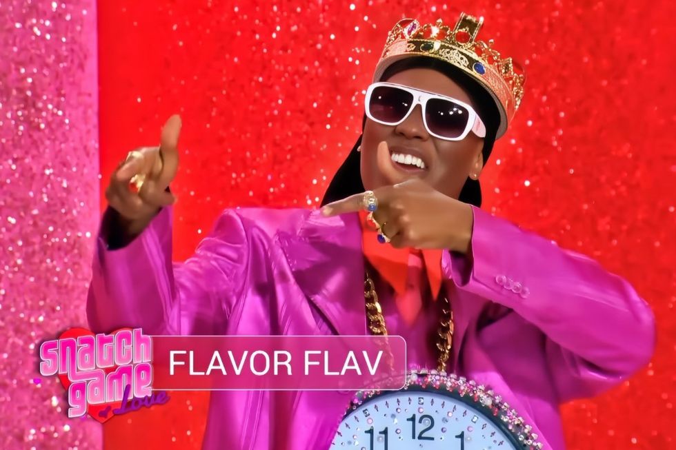 Shea Coule\u00e9 as Flavor Flav in the Snatch Game of RuPaul's Drag Race All Stars season 5