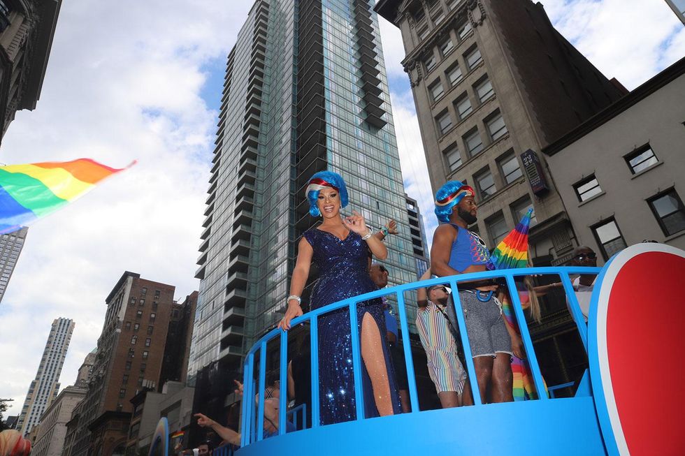 Shuga Cain on the Pepsi x Out WorldPride float