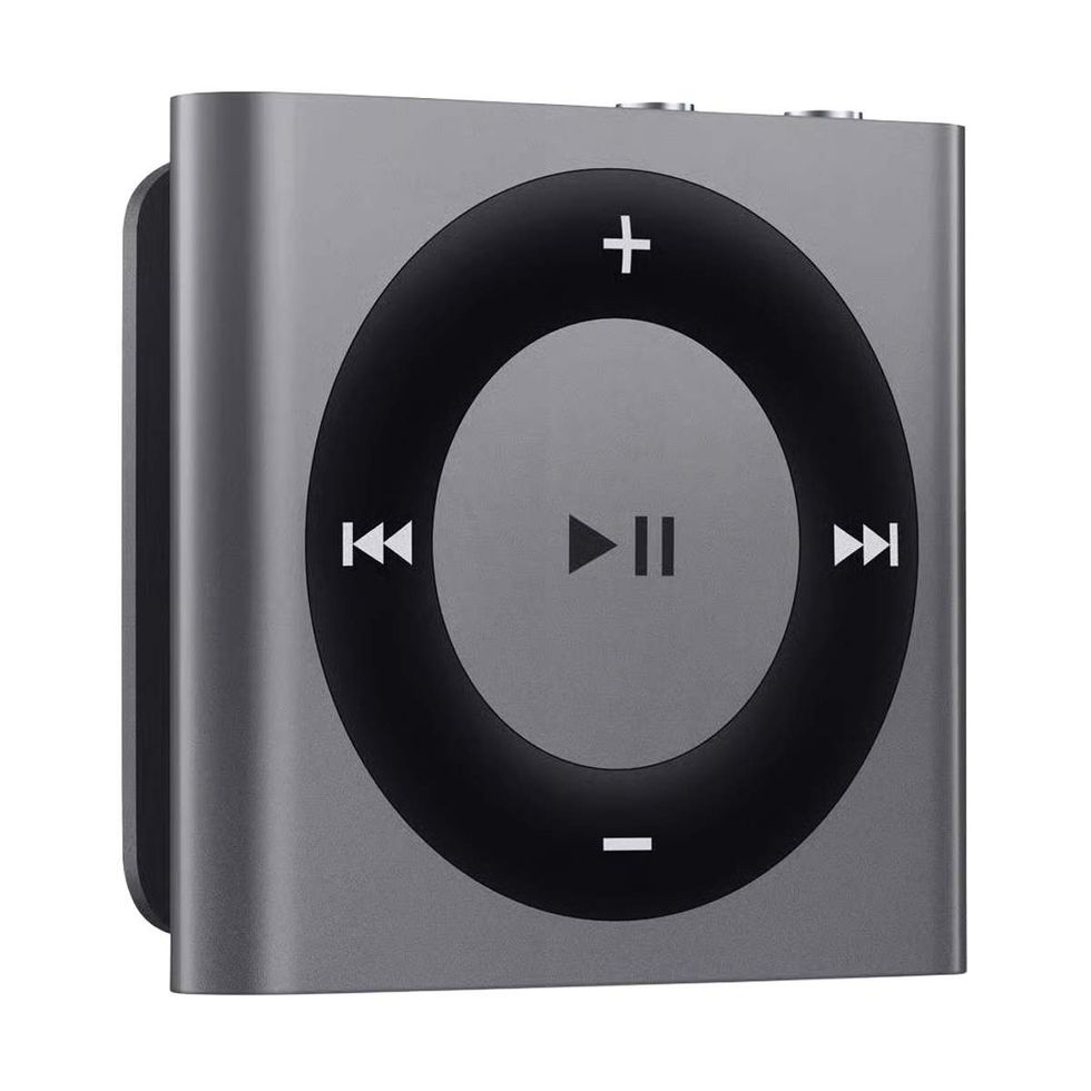 silver iPod Shuffle