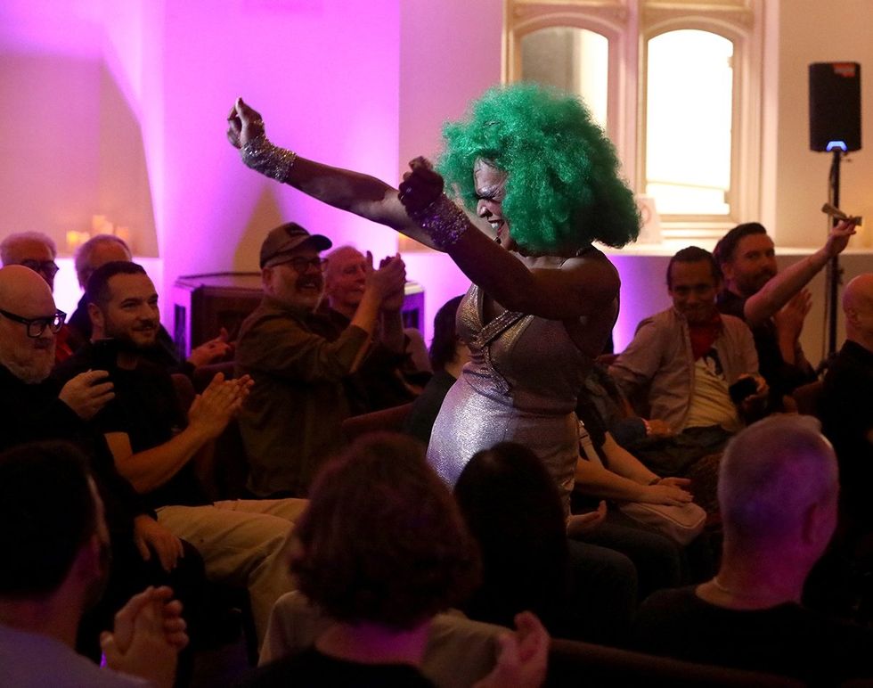 Simone performing during New York City AIDS Memorial Legends of Drag program 2025 LGBTQIA Pride Month