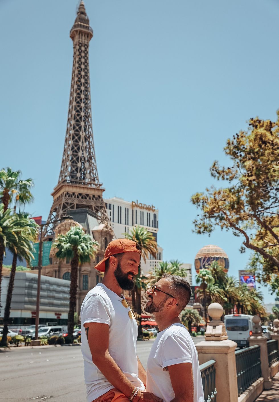 Simone Salton & Marco Girardi of World Mappers at the Eiffel Tower at Paris Las Vegas