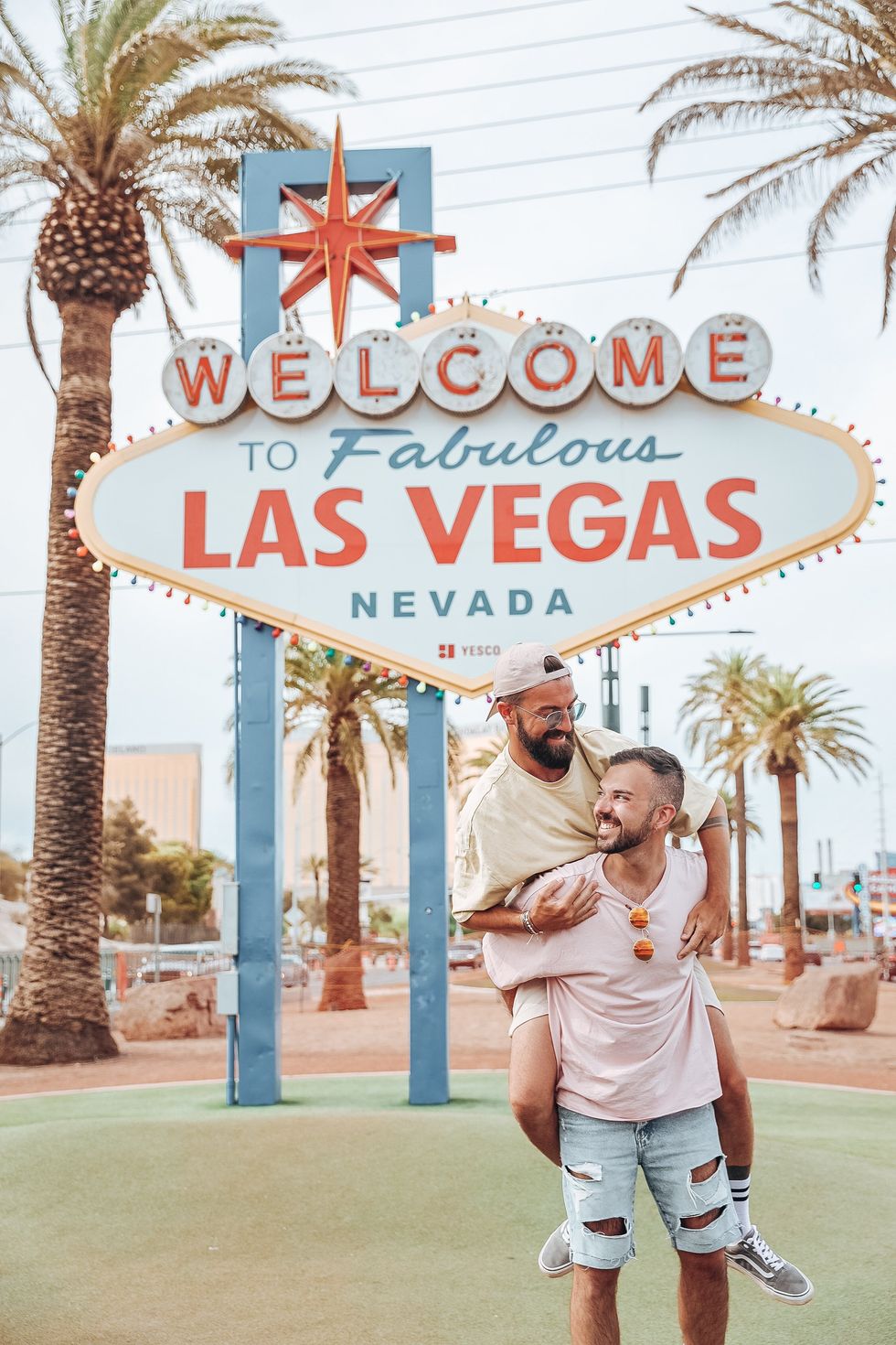 Simone Salton & Marco Girardi of World Mappers at the Las Vegas Sign