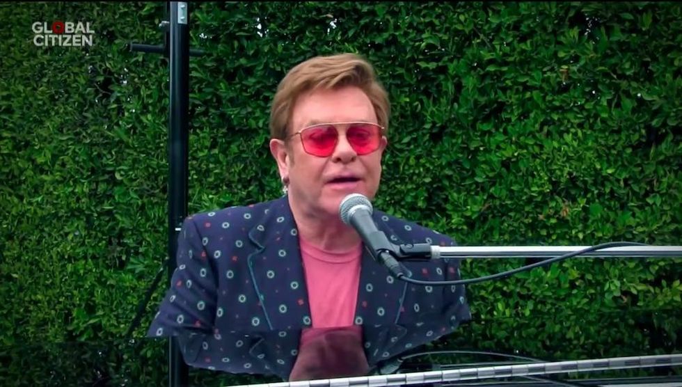 SIR ELTON JOHN performing at One World