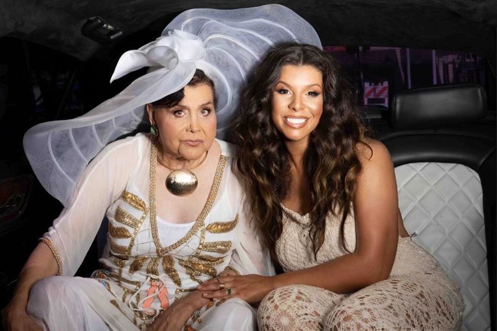 Sir Lady Java transgender performer with Pose actress Hailie Sahar in a limo