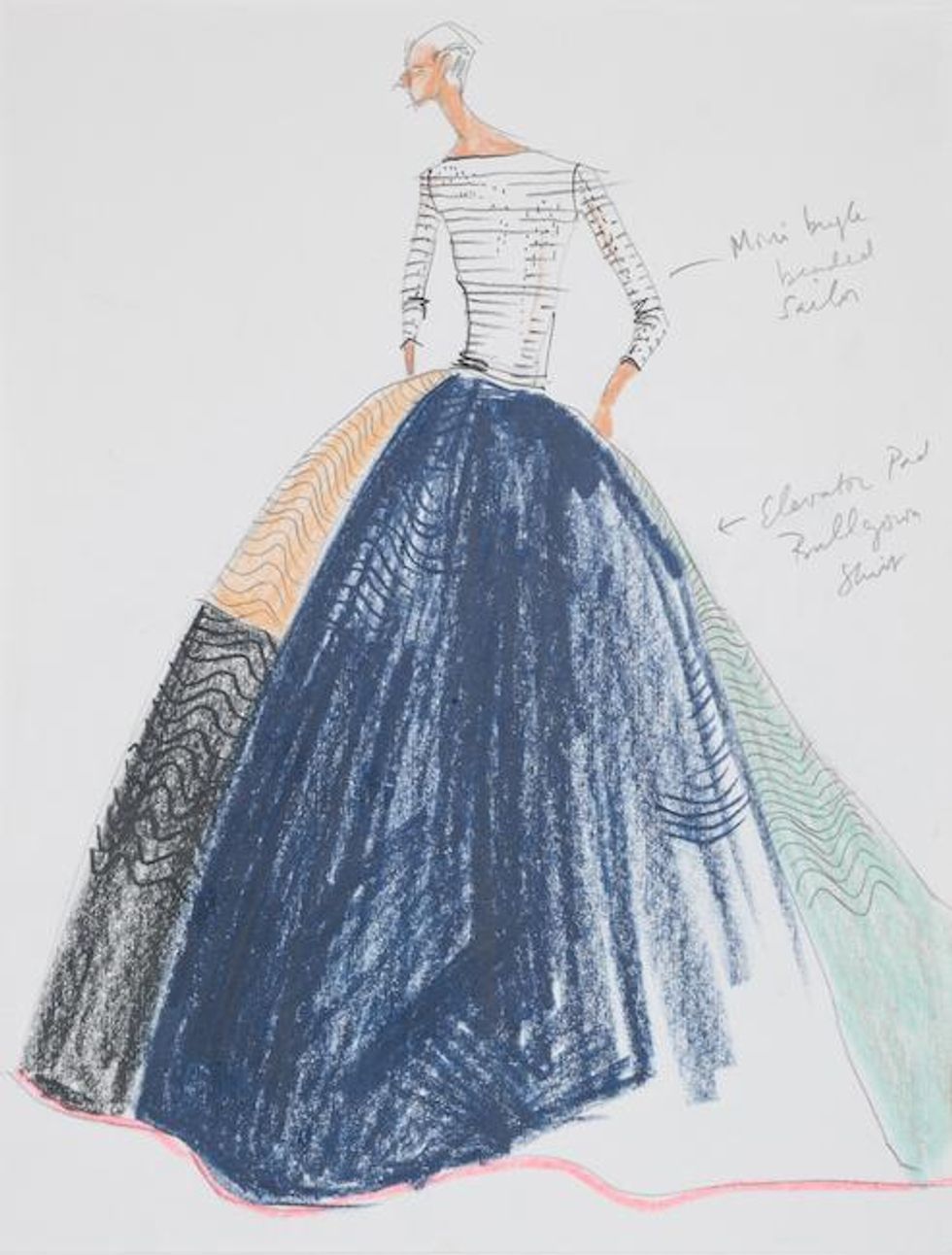 Sketch for Elevator Pad Gown, Couture 2003
