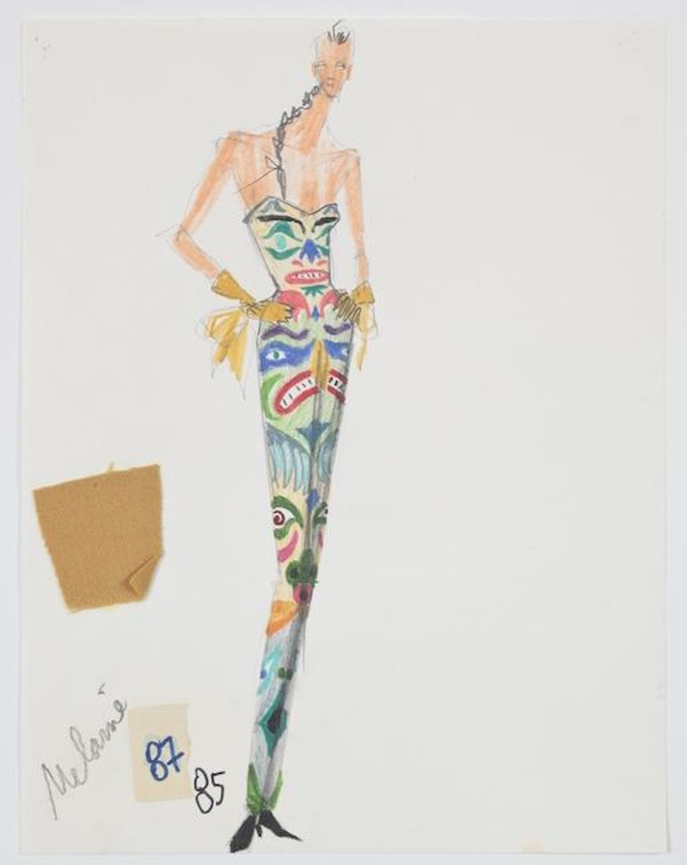 Sketch for Totem Pole Gown, Fall 1991