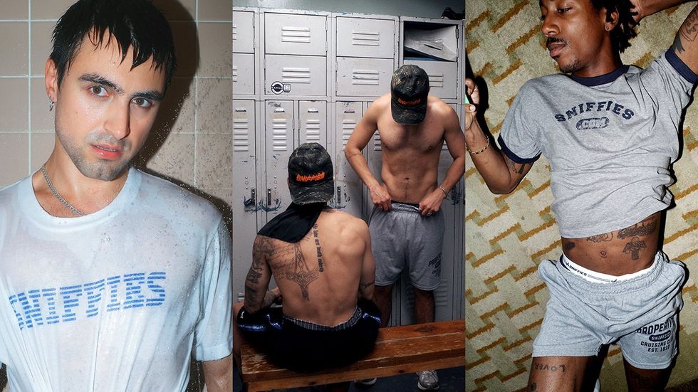 Sniffies Spring 2025 merchandise collection custom gym hang out photo shoot