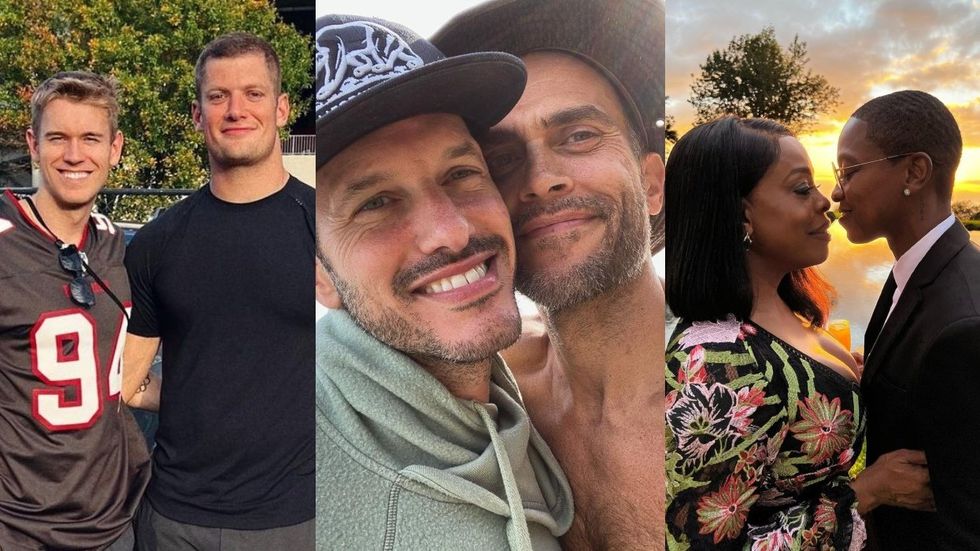 Soren Dahl and Carl Nassib; Jason Landau and Cheyenne Jackson; Niecy Nash and Jessica Betts