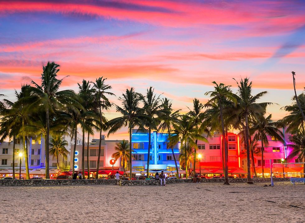 South Beach Miami Florida Ocean Drive at sunset