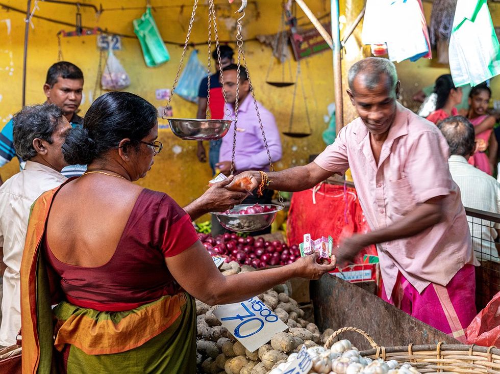 Sri Lanka, Kandy city market with beef fish frut and vegetables
