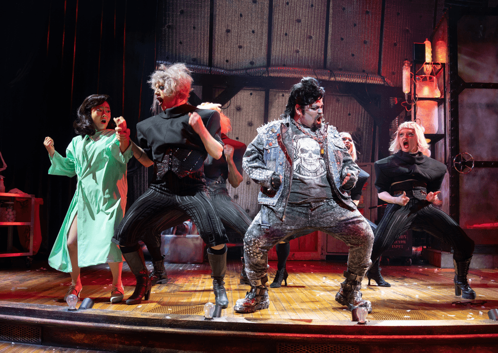 Stephanie Hsu as Janet, Paul Soileau as Phantom/Ensemble, Harvey Guill\u00e9n as Eddie/Dr. Scott, Caleb Quezon as Phantom/Ensemble, Larkin Reilly as Phantom/Ensemble