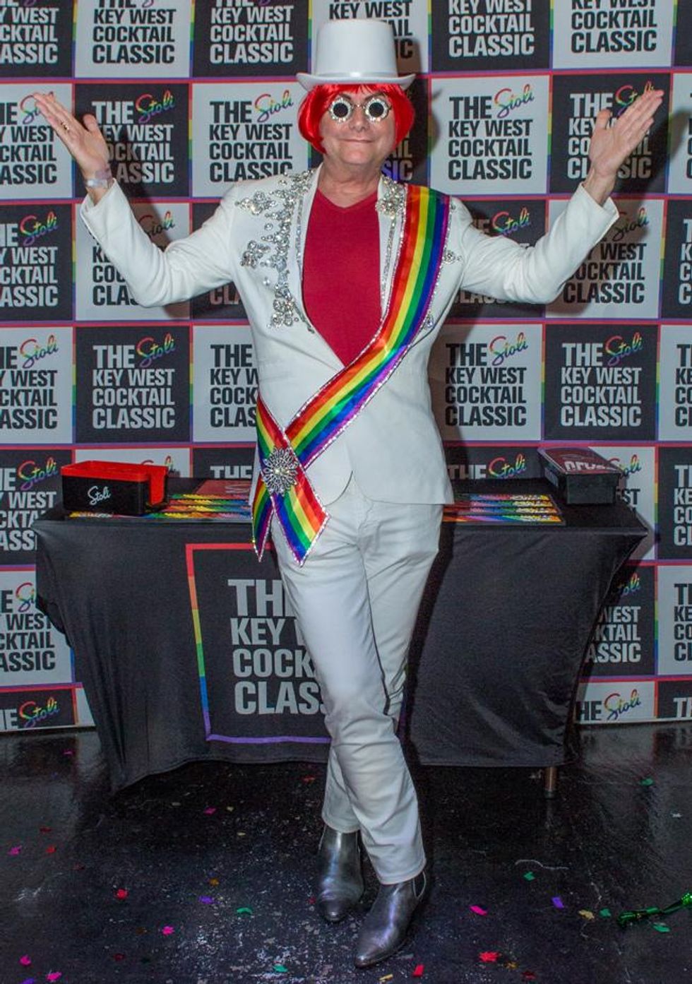 Steve Kemble poses in front of the judges stand.