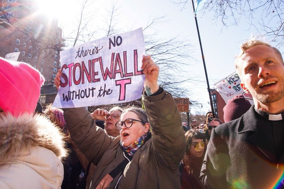 Stonewall protests against trans erasure