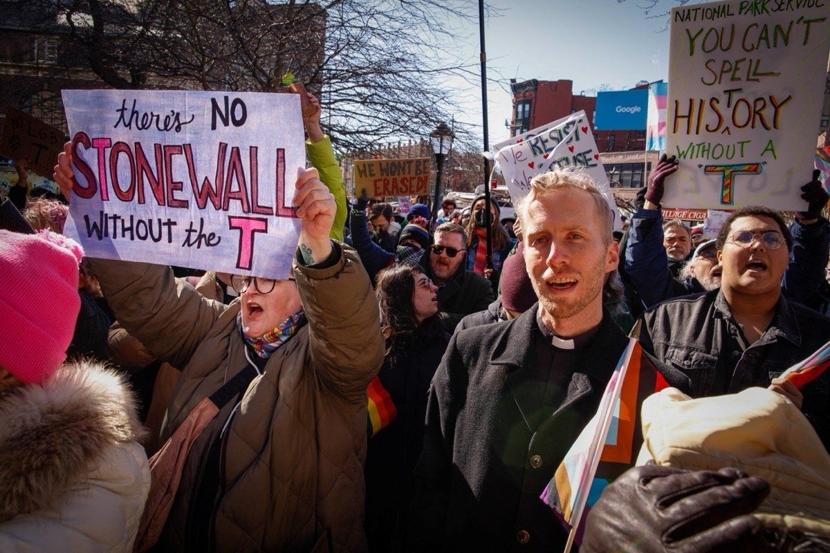 Stonewall protests against trans erasure