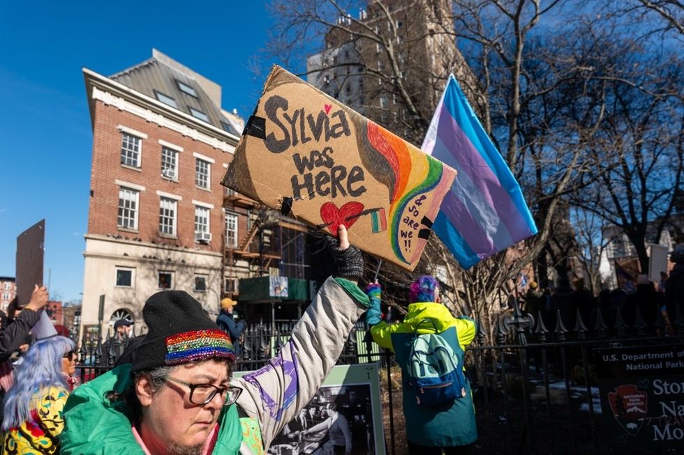 Stonewall protests against trans erasure