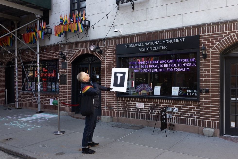 Stonewall protests against trans erasure