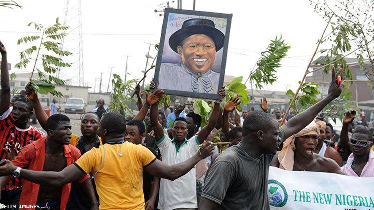 Supporters of then-President Goodluck Jonathan in Nigeria