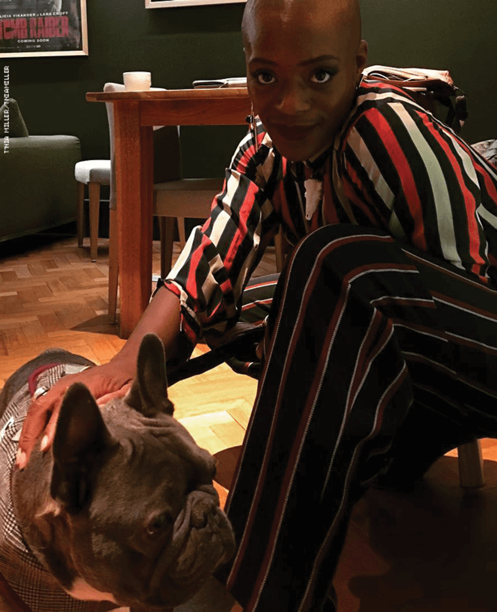 T'Nia Miller and dog