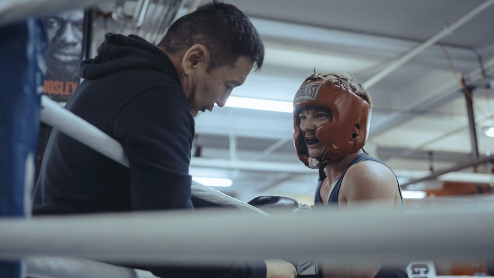 Talap Mamyrkanov and Nolan Hanson share a laugh at Gleason's Gym in Brooklyn\u200b\u200b