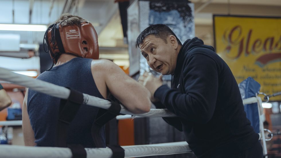 Talap Mamyrkanov instructs Nolan Hanson at Gleason's Gym in Brooklyn\u200b