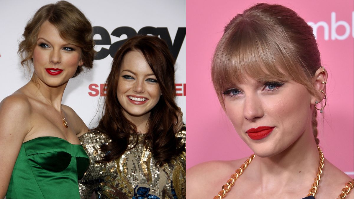 Taylor Swift and Emma Stone (L) and Taylor Swift (R)