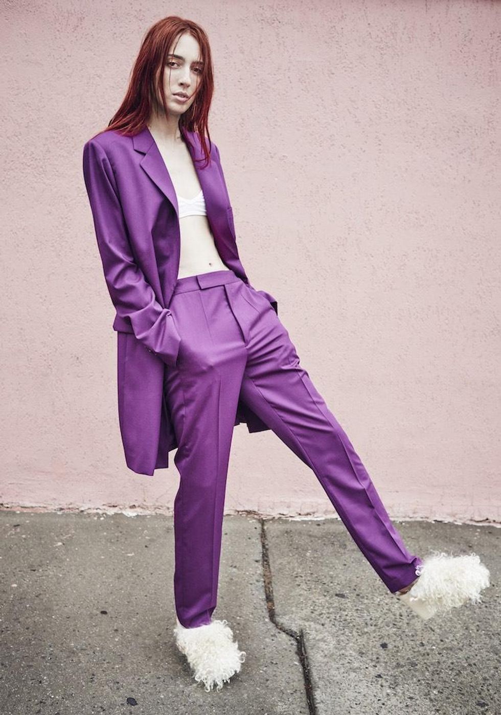 Teddy Quinlivan (Suit: Helmut Lang, Shoes: Collina Strada)
