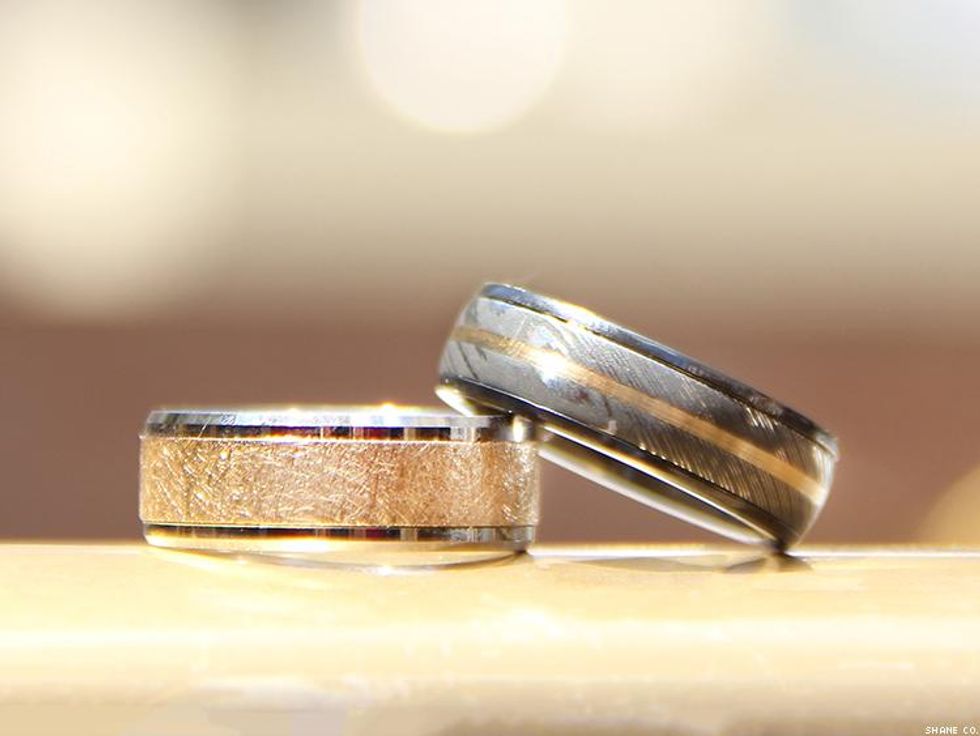 Textured Gold and Damascus Steel