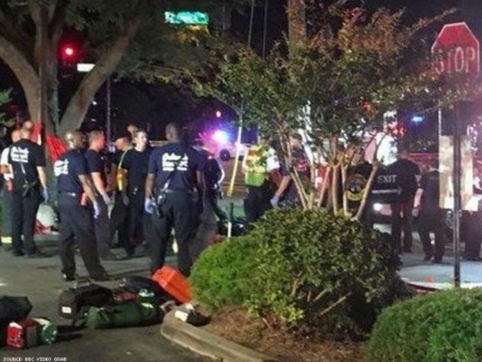 The chaotic scene on the street.