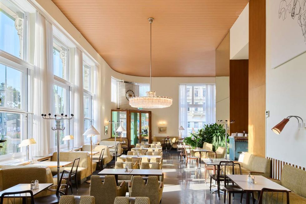 The dining room at Cafe Pruckel in Vienna