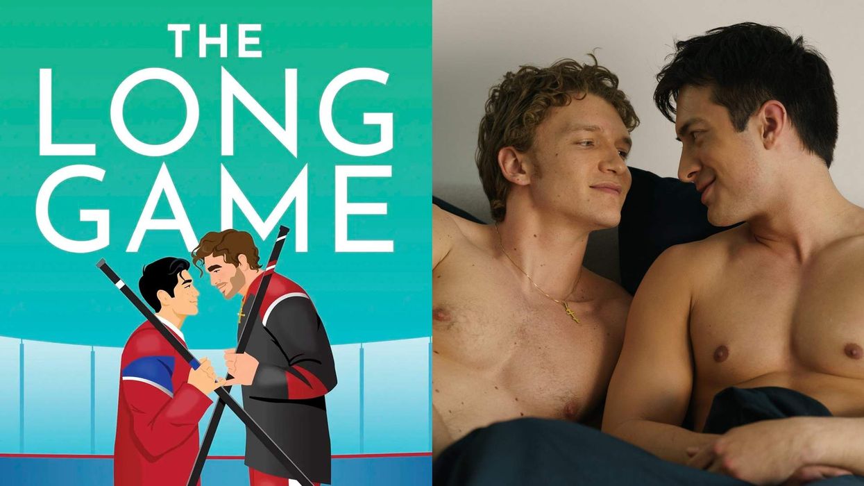 The Long Game book cover and Shane and Ilya in Heated Rivalry.